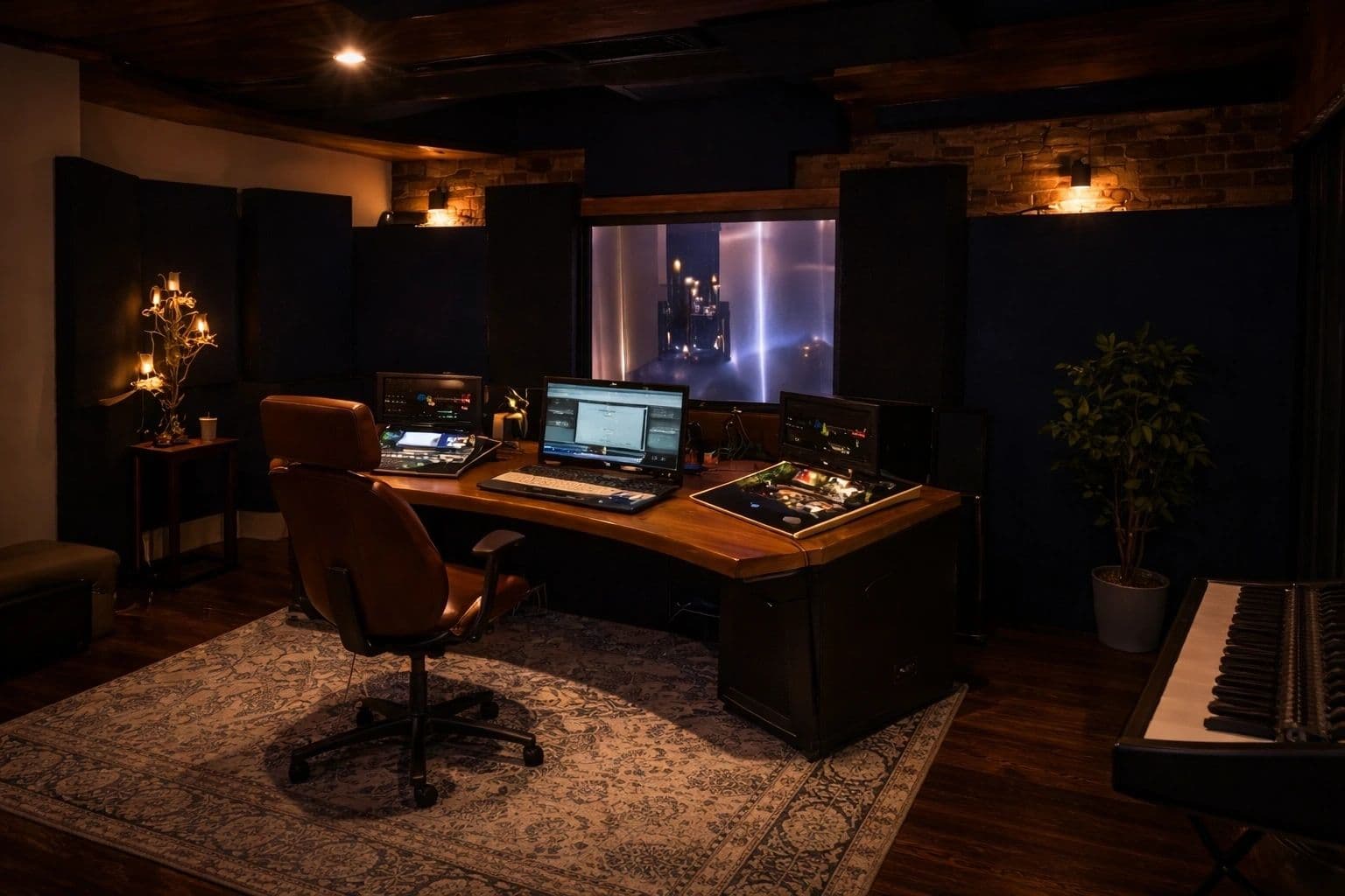 Professional recording studio mixing console at The Rosarium Estate